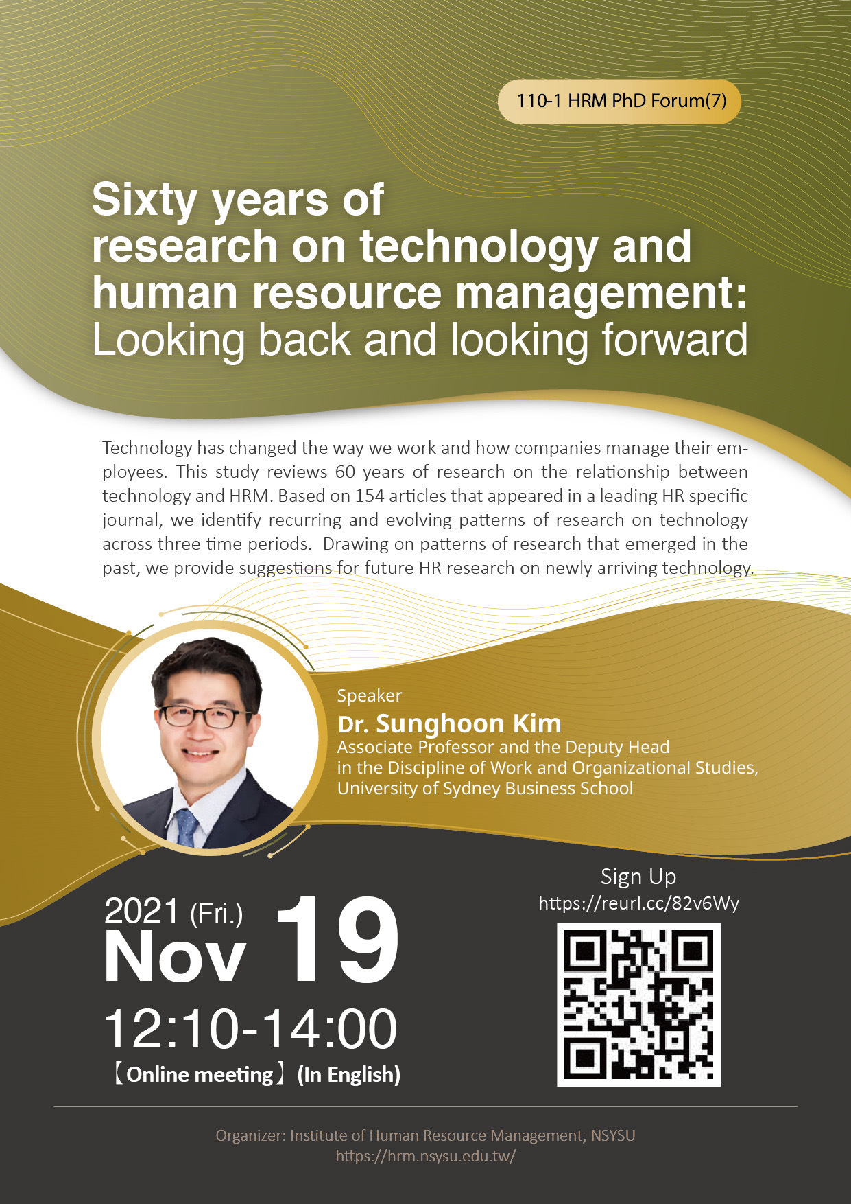 【110-1 HRM Forum (7)】 Sixty years of research on technology and human resource management: Looking back and looking forwardImage